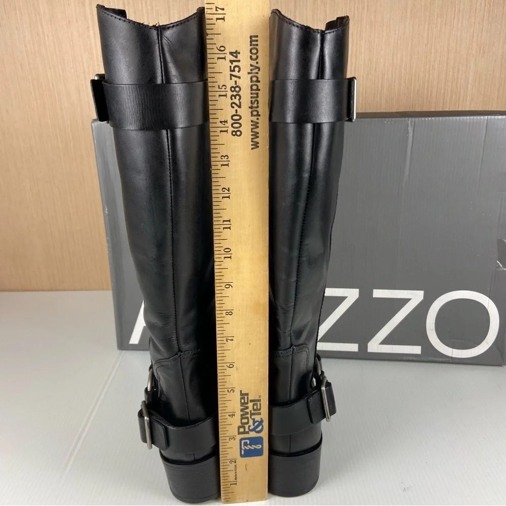 NIB Arezzo Black Leather Knee High Riding Boots 6.5